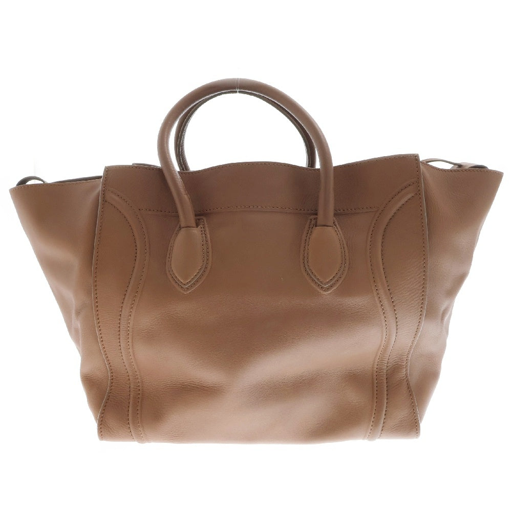 CELINE(セリーヌ) スクエア ラゲージ ファントム ブラウン レザー トートバッグ ハンドバック ゴールド金具