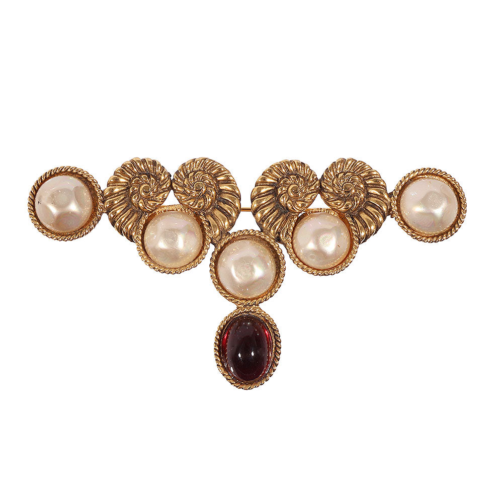 CHANEL(シャネル) グリポア ブローチ ゴールド GP フェイクパール カラーストーン アクセサリー