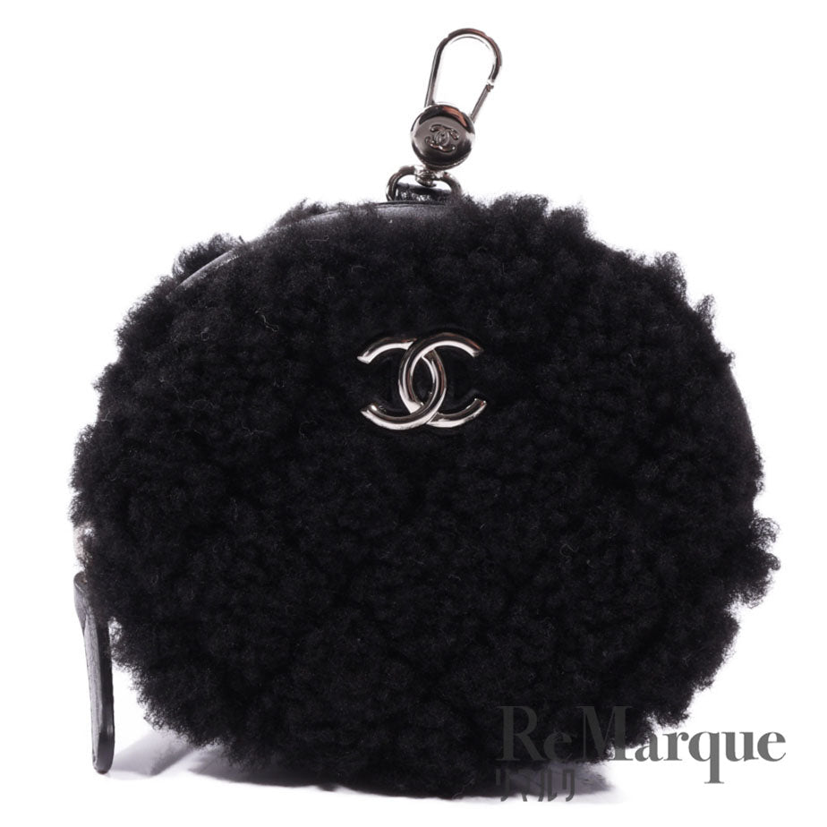 CHANEL(シャネル) ココマーク チェーンポーチ ブラック ボア×ラムスキン シルバー金具