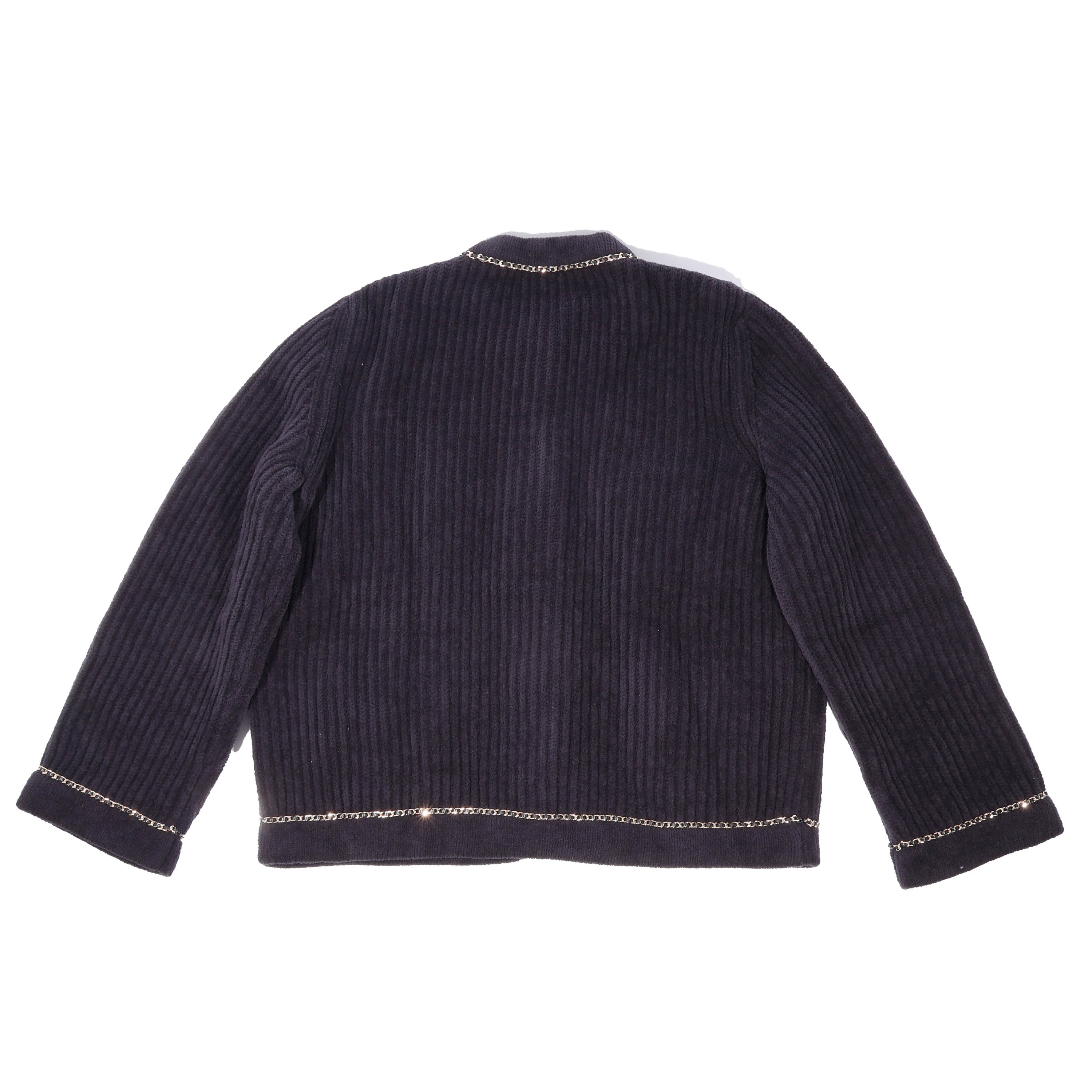 CHANEL(シャネル) 22AW ノーカラージャケット ミックスファイバー ライオンボタン ブラック ナイロン ＃38 P73520K10560