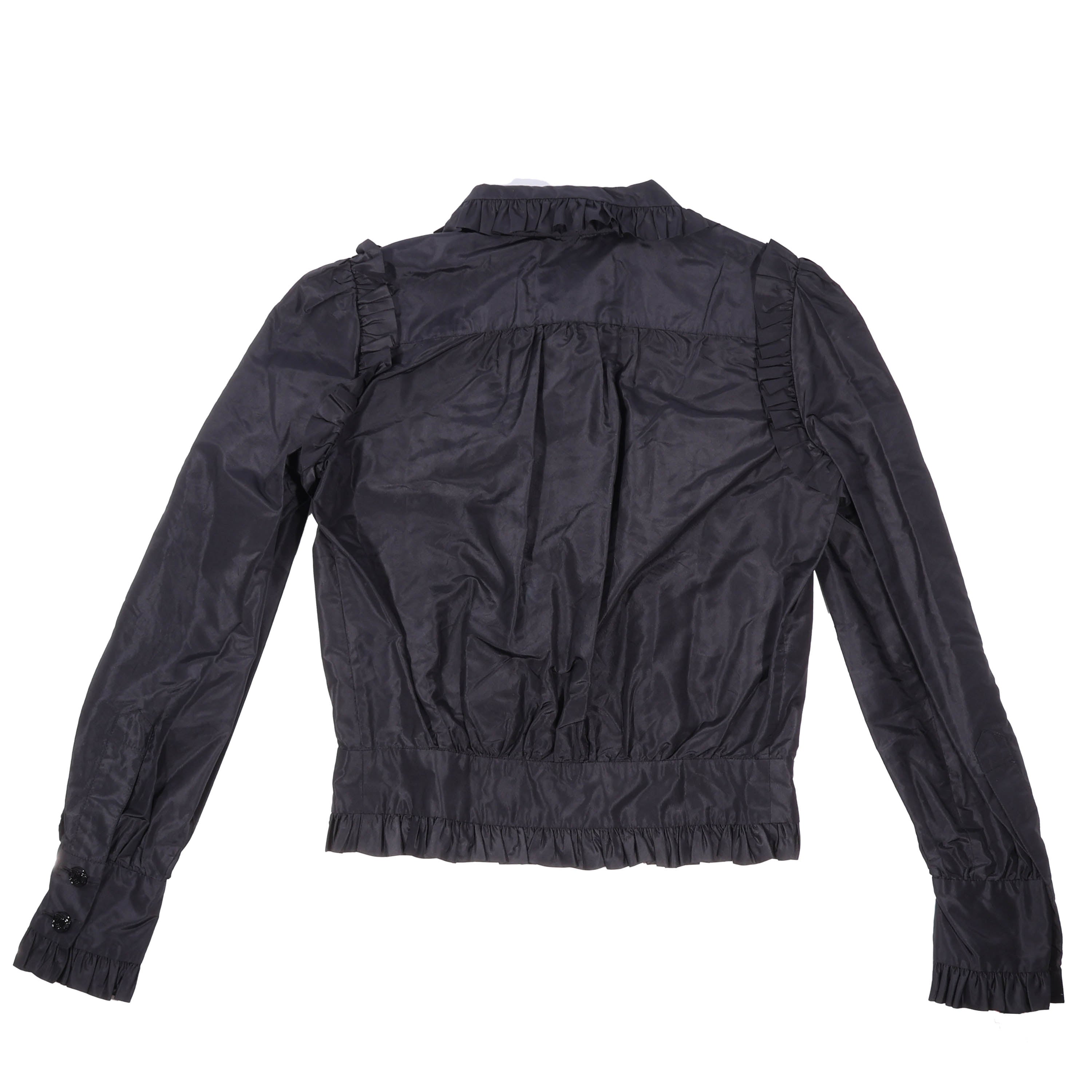 CHANEL(シャネル) ココマーク フリルブラウス P29987V14167 ブラック シルク スタンドカラー ＃36　長袖