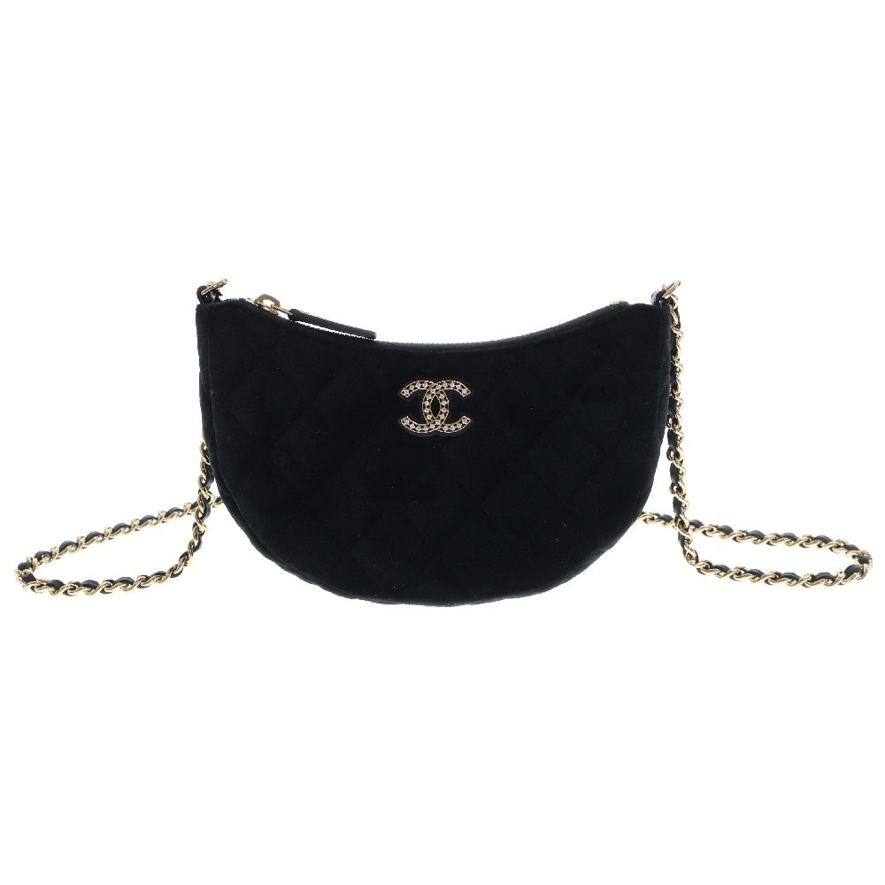 CHANEL(シャネル) マトラッセ チェーンショルダーバッグ ブラック ベロア ゴールド金具 ココマーク ランダムシール