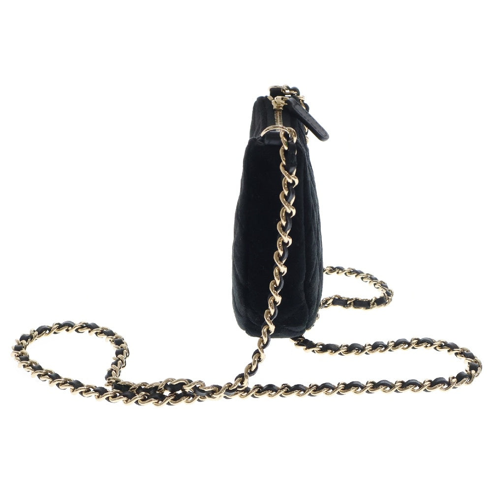 CHANEL(シャネル) マトラッセ チェーンショルダーバッグ ブラック ベロア ゴールド金具 ココマーク ランダムシール