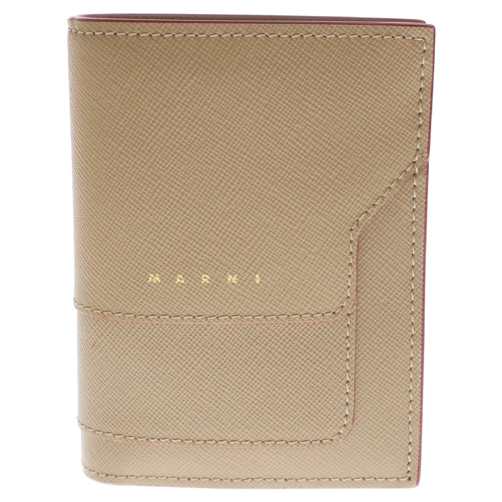 MARNI(マルニ) 二つ折り財布 コンパクトウォレット カードケース コインケース ベージュ レザー