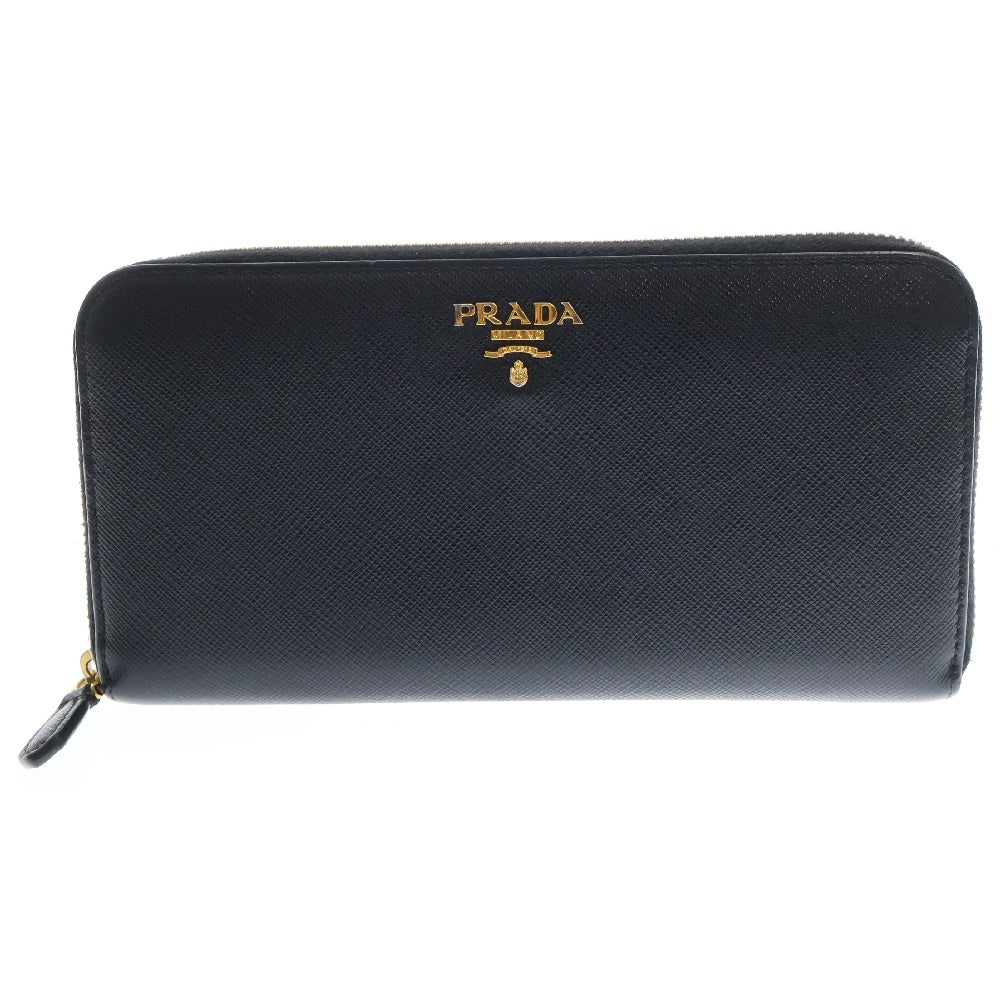 PRADA(プラダ) サフィアーノ ラウンドファスナー長財布 ブラック レザー