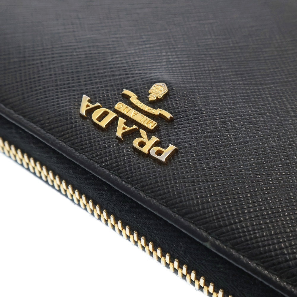 PRADA(プラダ) サフィアーノ ラウンドファスナー長財布 ブラック レザー