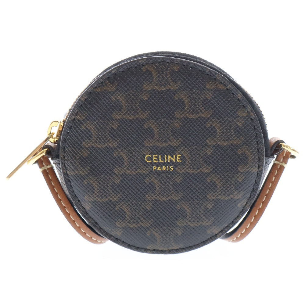 CELINE(セリーヌ) トリオンフ ショルダーコインケース　コインパース ブラウン×ブラック PVC　ポーチ