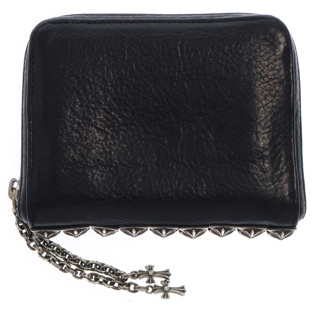 CHROME HEARTS(クロムハーツ) 3 SIDE ZIP 3サイドジップ サイドピラミッドスタッズレザーウォレット 財布 ブラック/シルバー