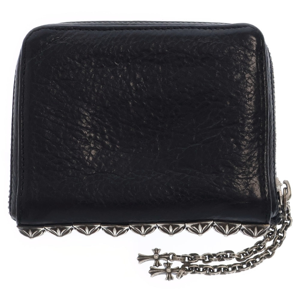 CHROME HEARTS(クロムハーツ) 3 SIDE ZIP 3サイドジップ サイドピラミッドスタッズレザーウォレット 財布 ブラック/シルバー
