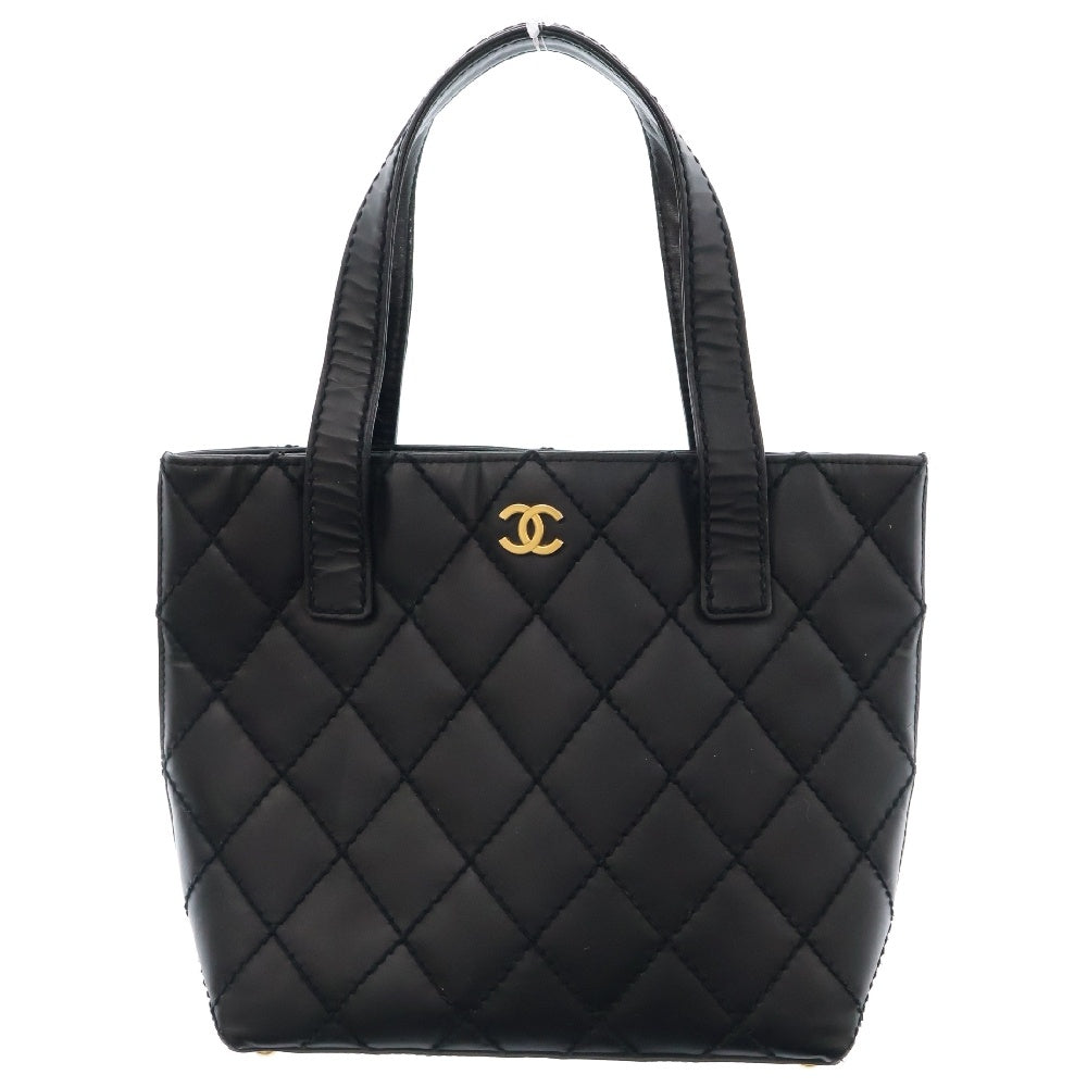 CHANEL(シャネル) ワイルドステッチ トートバッグ ブラック ハンドバッグ ゴールド金具 レザー ココマーク
