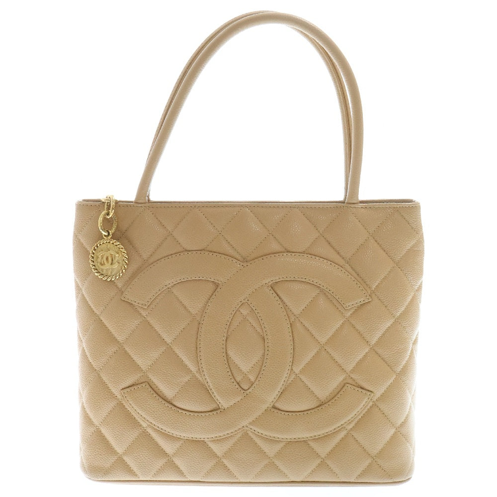 CHANEL(シャネル) 復刻トート ベージュ キャビアスキン ゴールド金具 ハンドバッグ トートバッグ ゴールド金具 ココマーク A01804