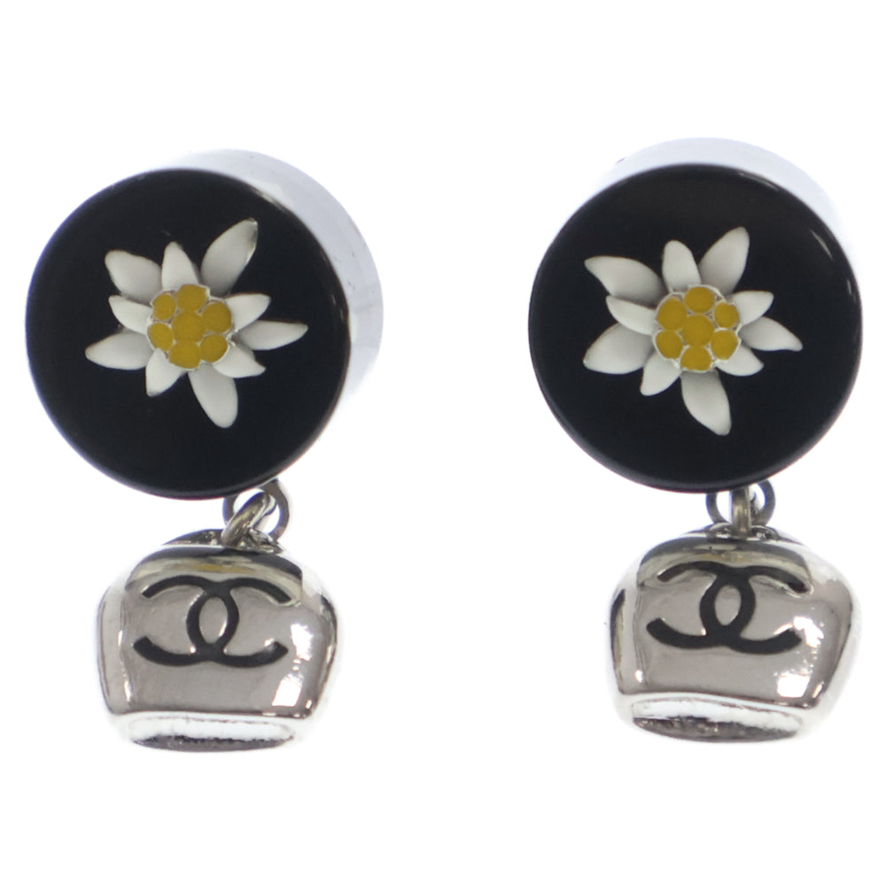 CHANEL(シャネル) ココマーク フラワー ドロップピアス ブラック×シルバー レディース