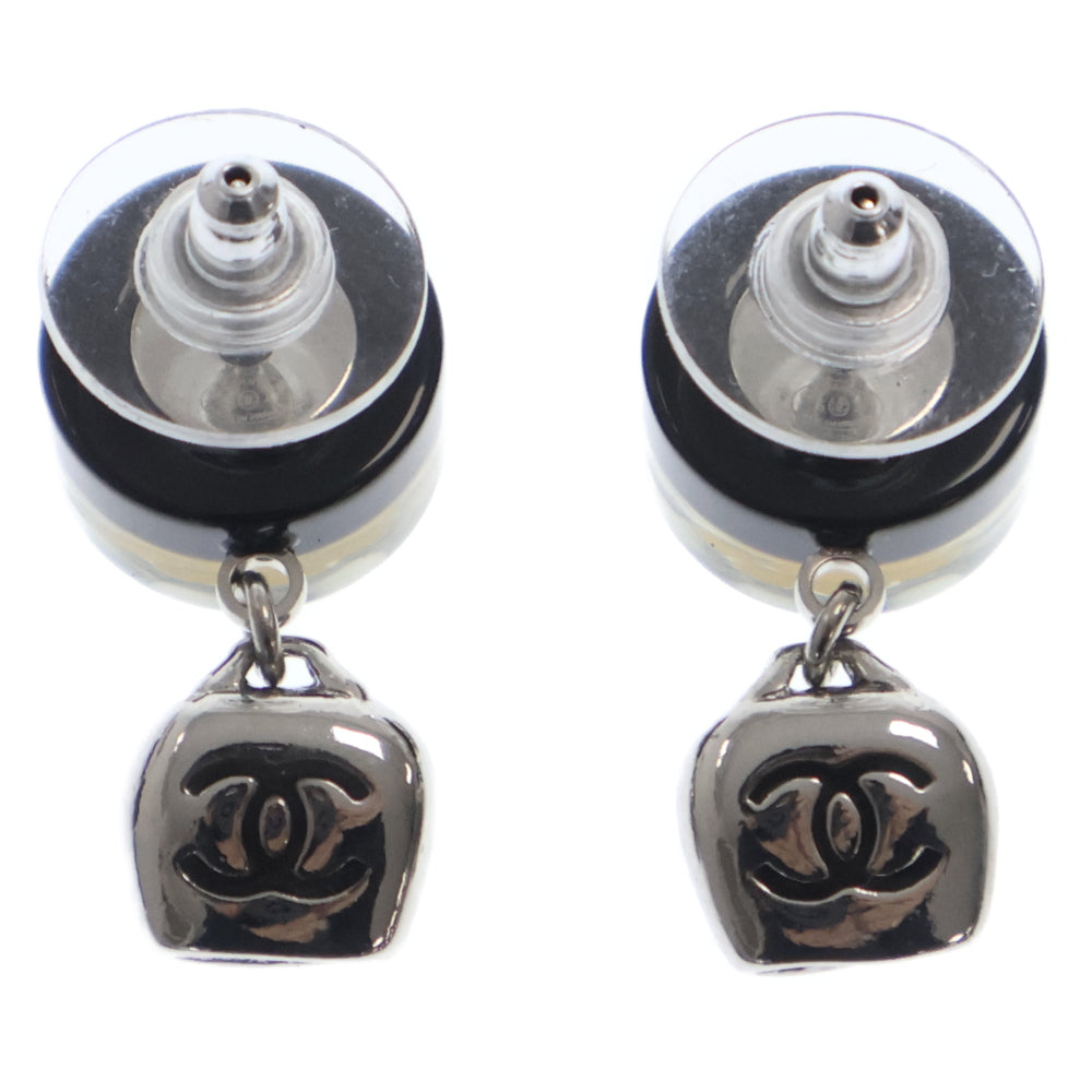 CHANEL(シャネル) ココマーク フラワー ドロップピアス ブラック×シルバー レディース