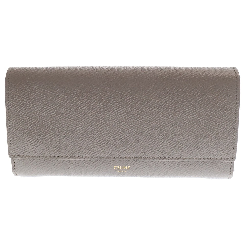 CELINE(セリーヌ) ラージフラップレザーウォレット 二つ折り財布 グレー 10B563BEL