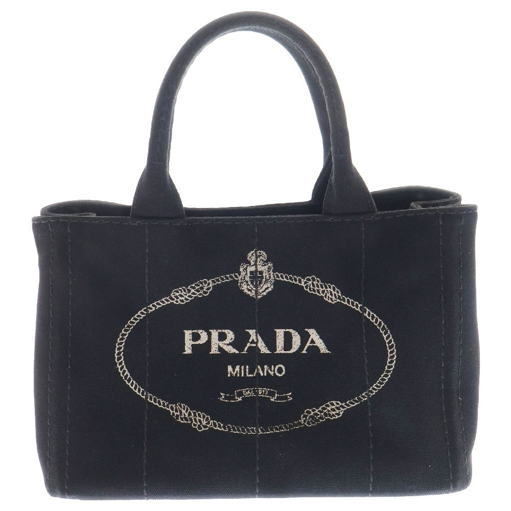PRADA(プラダ) カナパ ブラック キャンバス ハンドバッグ ショルダーバッグ 肩掛けバッグ 斜め掛けバッグ ゴールド金具 1BG439