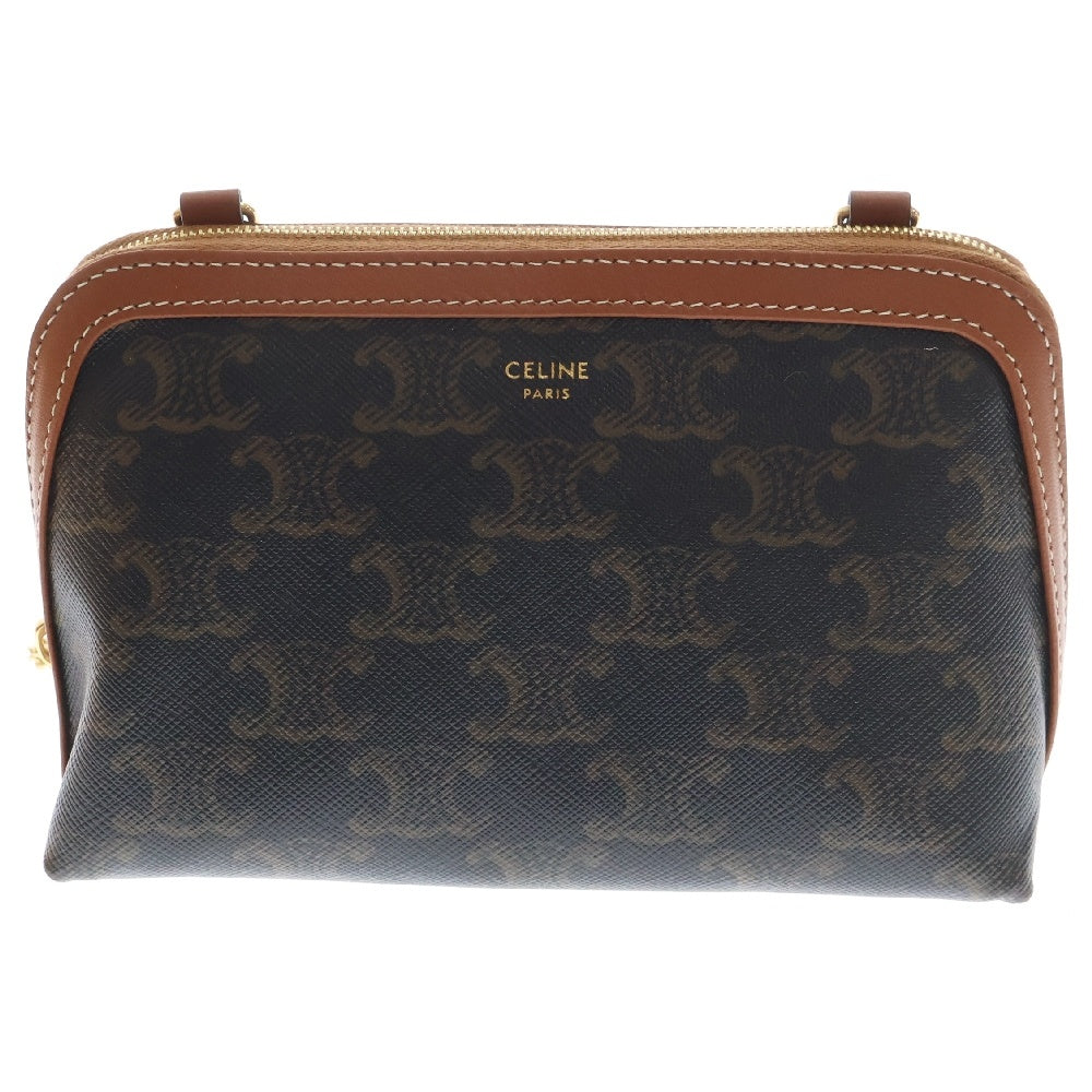 CELINE(セリーヌ) トリオンフ ショルダーバッグ ブラウン PVCレザー チェーンバッグ