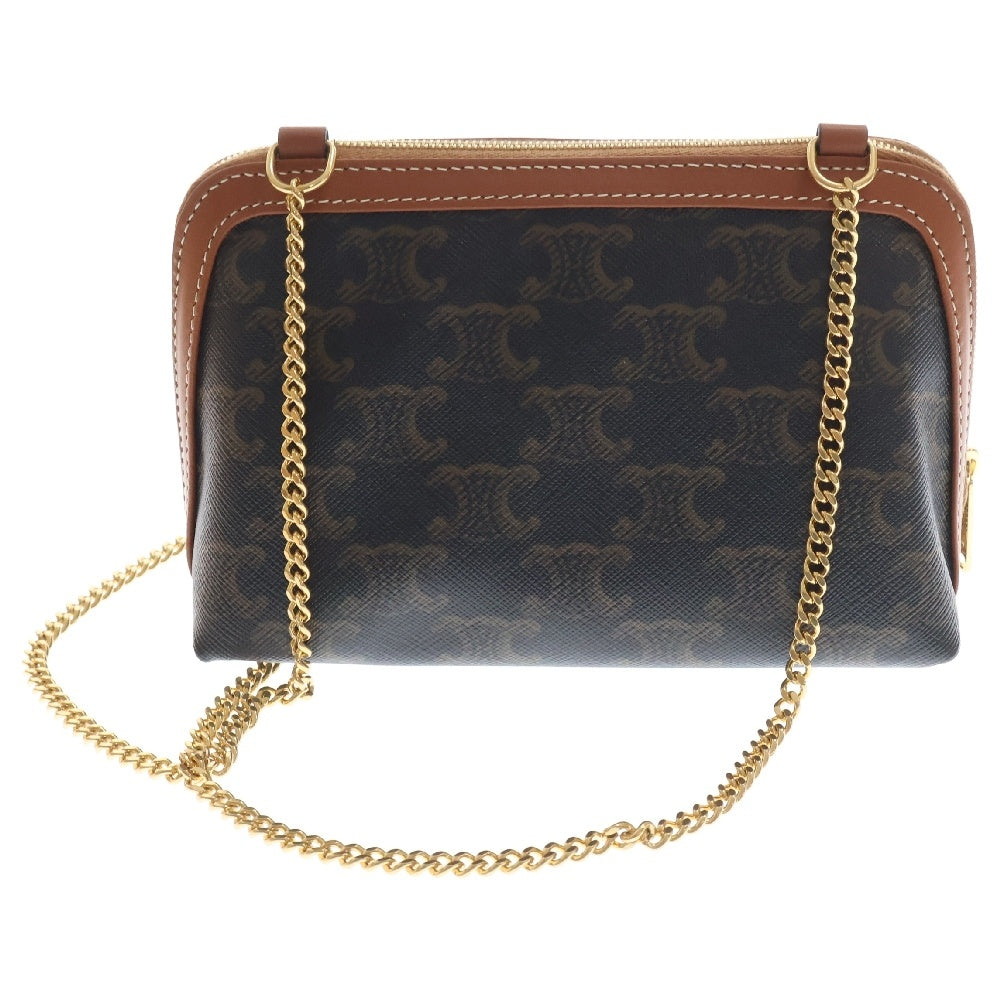 CELINE(セリーヌ) トリオンフ ショルダーバッグ ブラウン PVCレザー チェーンバッグ