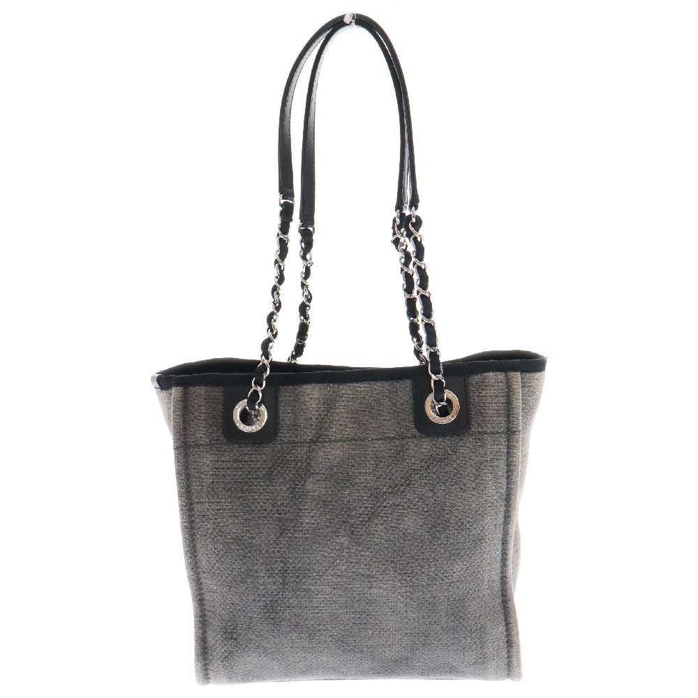CHANEL(シャネル) ドーヴィルPM ロゴチェーンショルダーバッグ グレー ココマーク レディース