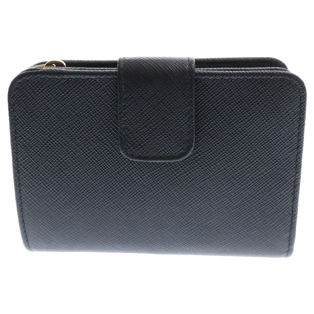 PRADA(プラダ) サフィアーノ 二つ折り財布 1ML018 ブラック レザー コンパクトウォレット
