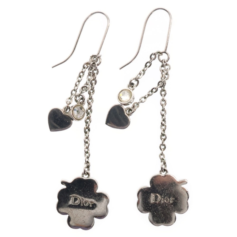 Christian Dior(クリスチャンディオール) ラインストーン クローバー ピアス メタル シルバー アクセサリー
