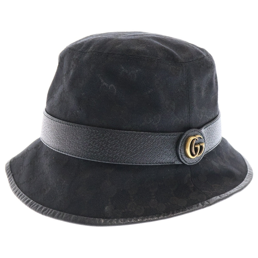 GUCCI(グッチ) GGキャンバス バケットハット ブラック コットン 576587 帽子