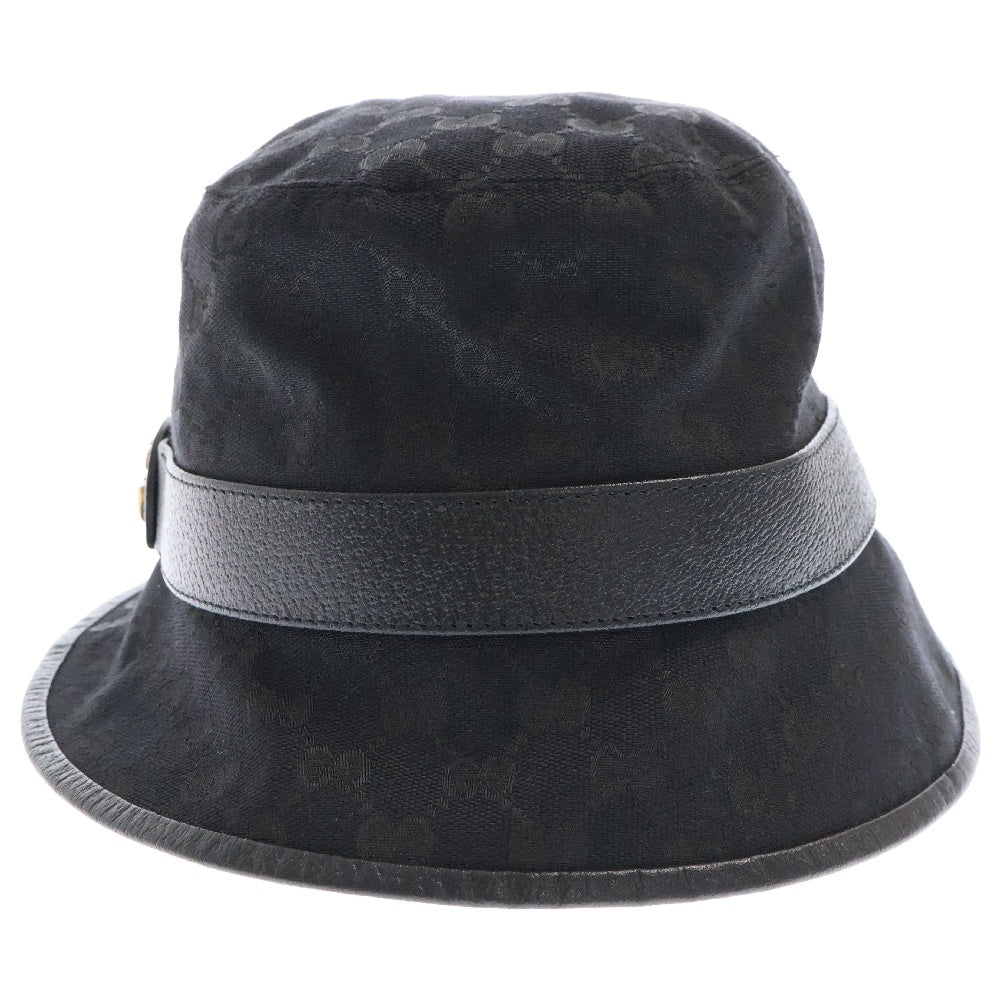 GUCCI(グッチ) GGキャンバス バケットハット ブラック コットン 576587 帽子