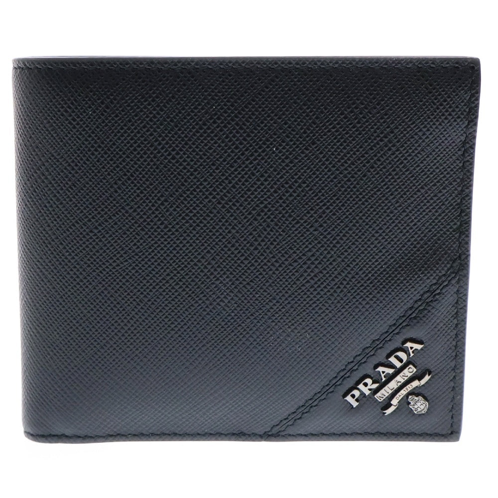 PRADA(プラダ) サフィアーノ 二つ折り財布 ブラック レザー 2M0738 コンパクトウォレット