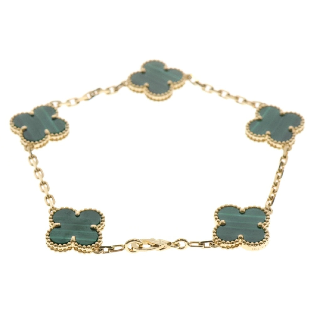 Van Cleef & Arpels(ヴァンクリーフアンドアーペル) ヴィンテージアルハンブラ 5Pモチーフ マラカイト ブレスレット グリーン×ゴールド K18YG イエローゴール ジュエリー