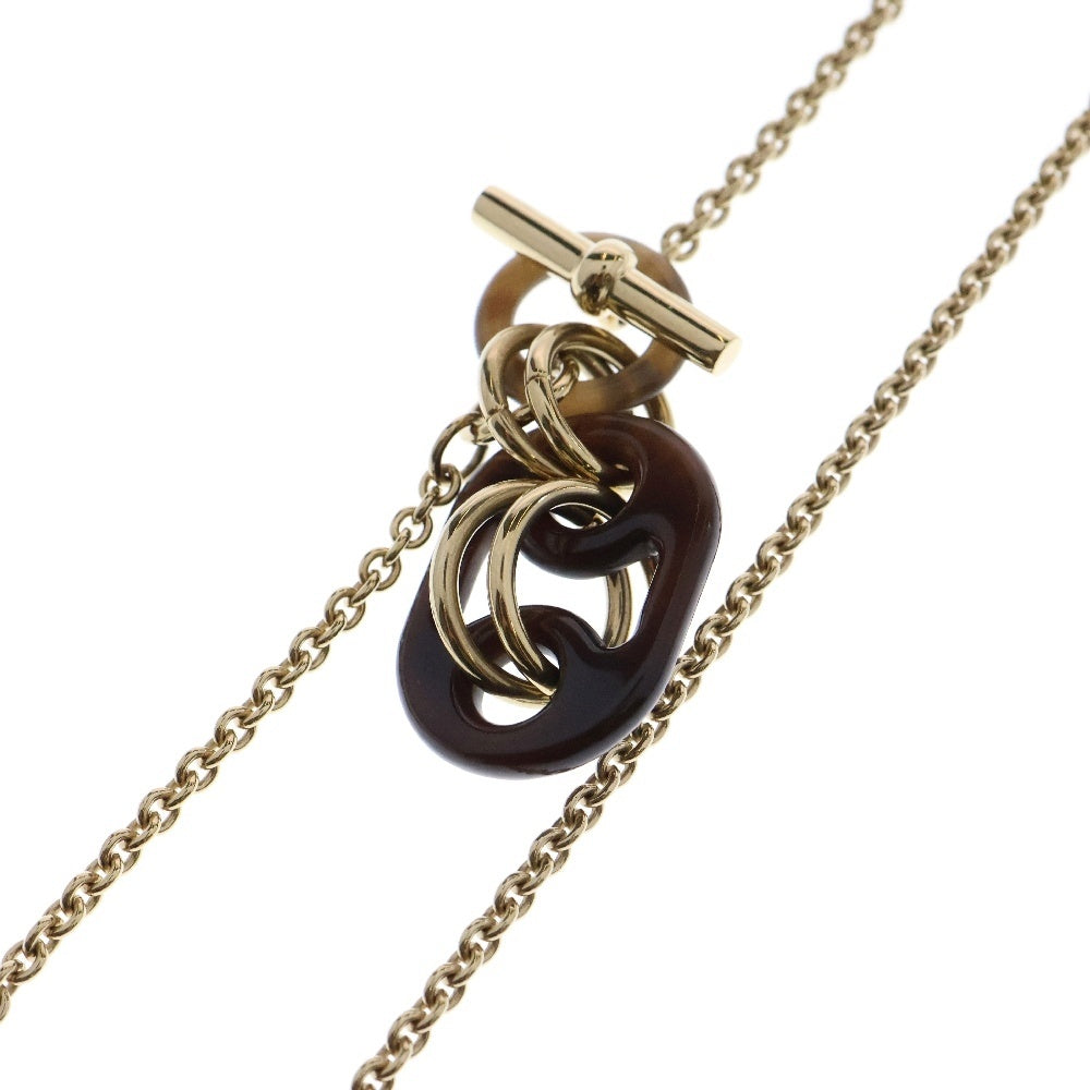 HERMES(エルメス) ユリディス バッファローホーン ネックレス ゴールド×ブラウン GP ペンダント アクセサリー