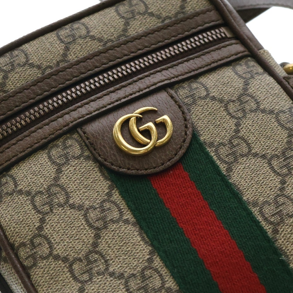 GUCCI(グッチ) GGスプリーム オフディア ショルダーバッグ ブラウン PVCレザー ポシェットバッグ 598127