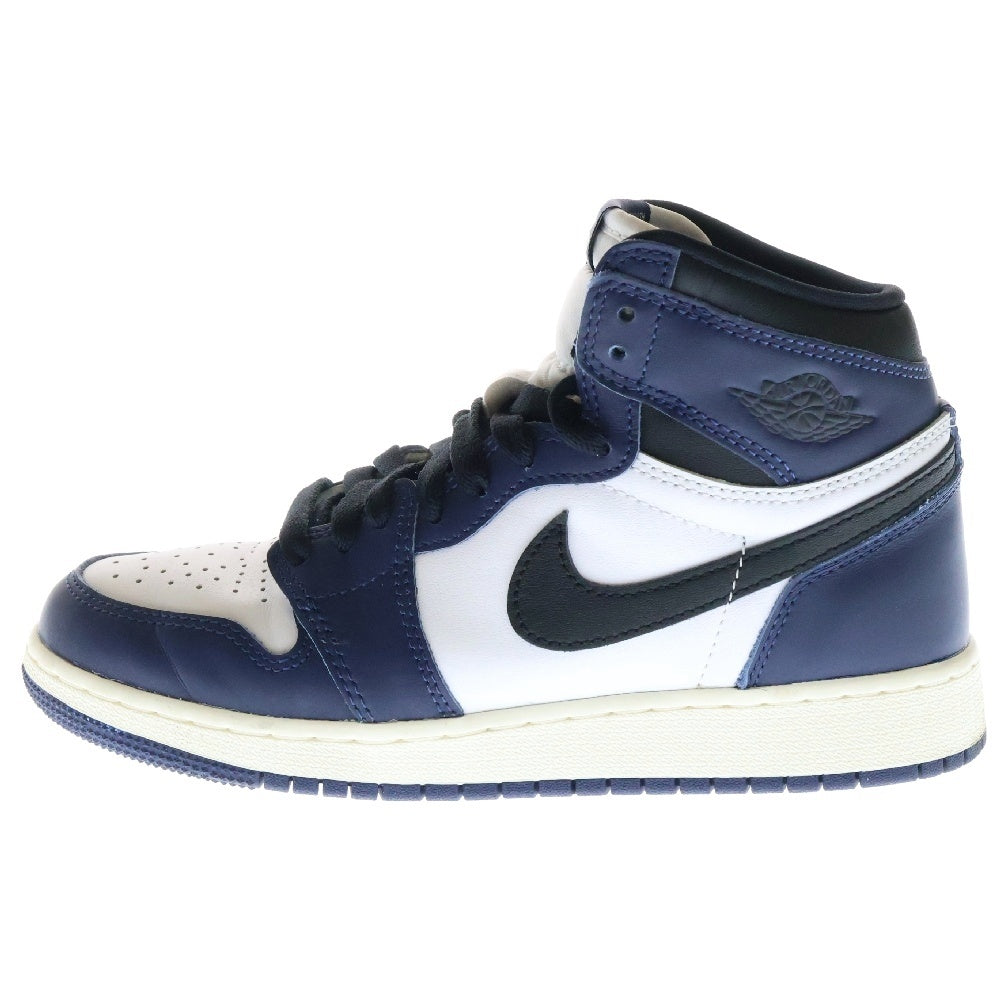 NIKE(ナイキ) AIR JORDAN 1 RETRO HIGH OG GS MIDNIGHT NAVY/BLACK-WHITE-SAIL FD1437-401 エアジョーダン1 レトロ ハイカットスニーカー ネイビー/ホワイト US5Y/23.5cm