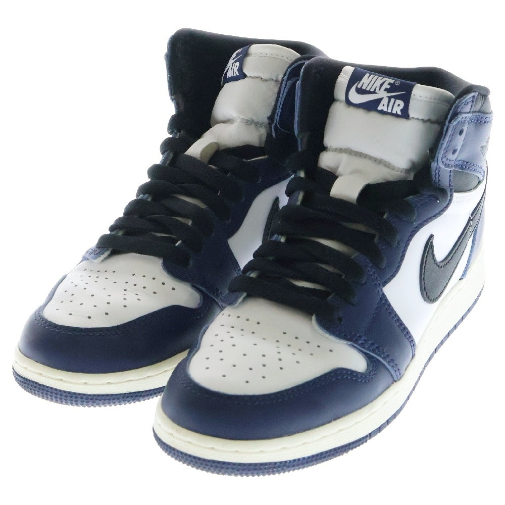 NIKE(ナイキ) AIR JORDAN 1 RETRO HIGH OG GS MIDNIGHT NAVY/BLACK-WHITE-SAIL FD1437-401 エアジョーダン1 レトロ ハイカットスニーカー ネイビー/ホワイト US5Y/23.5cm