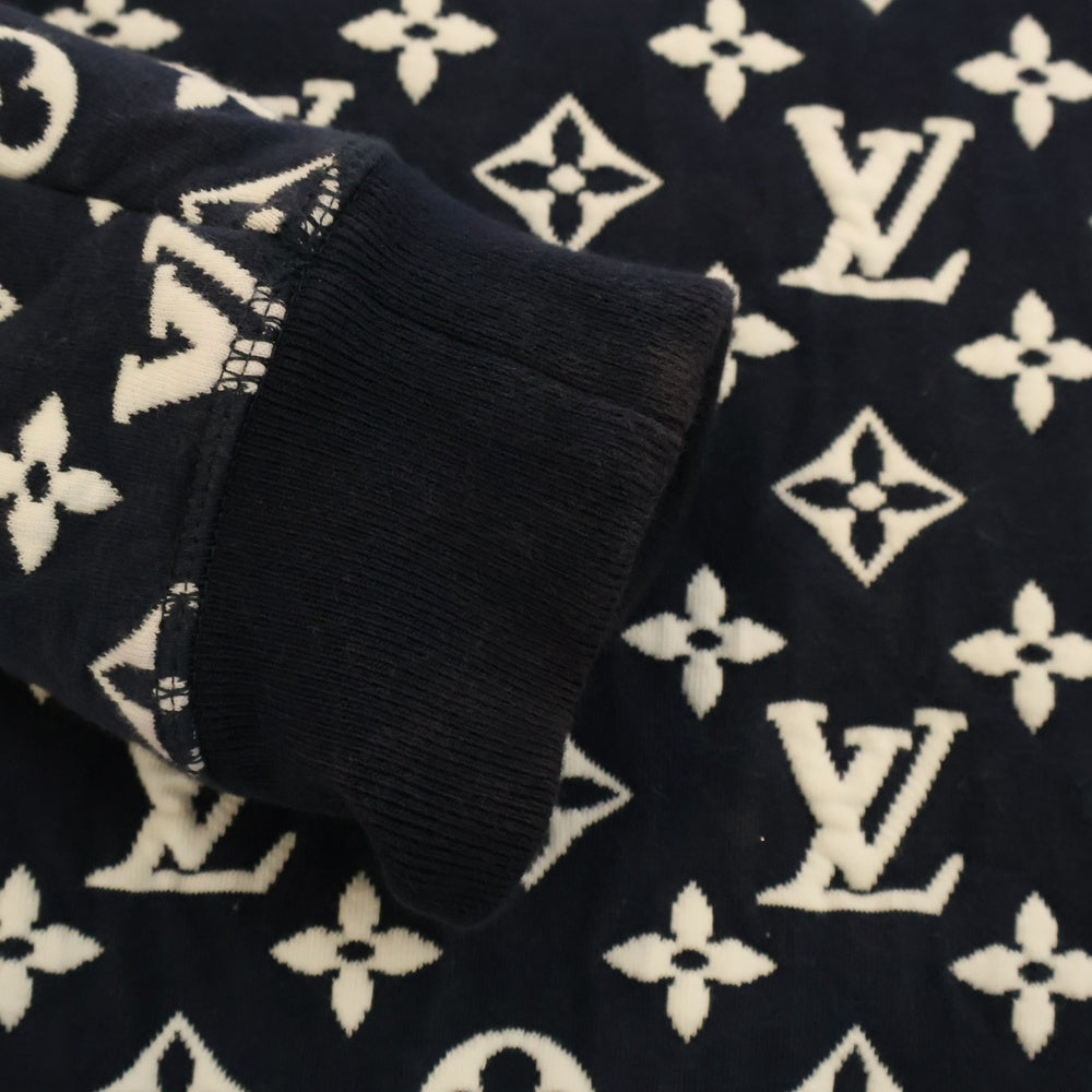 LOUIS VUITTON(ルイヴィトン) フルモノグラムジャカード クルーネック スウェット トレーナー ネイビー×ホワイト RM211Q TCJ HIY53W