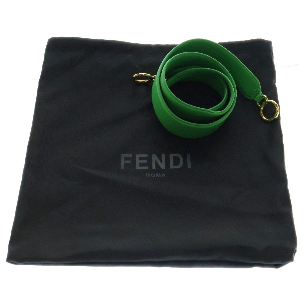 FENDI(フェンディ) ピーカブー 2WAY レザー切替 ラフィア ハンドバッグ ショルダーバッグ ベージュ×グリーン 8BN244