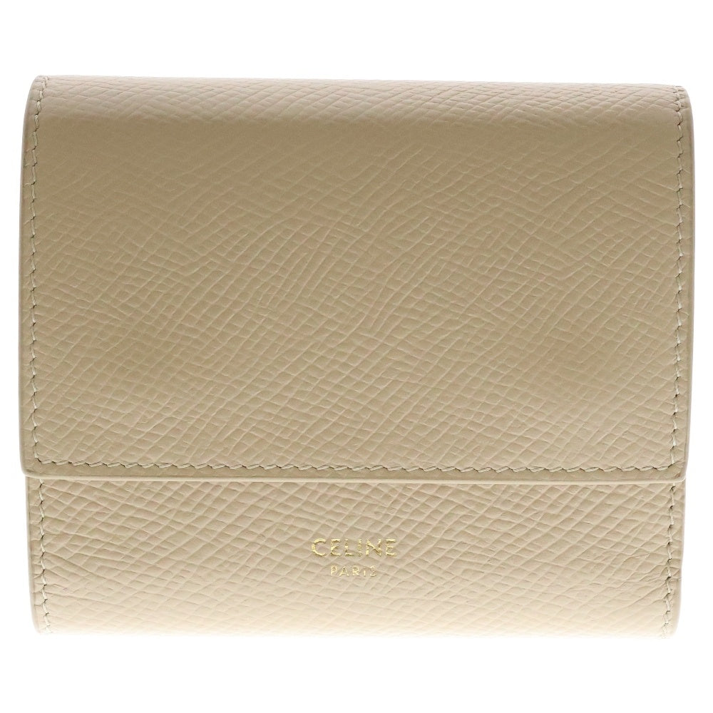 CELINE(セリーヌ) トリフォールド スモール レザーコンパクトウォレット 三つ折り財布 ベージュ