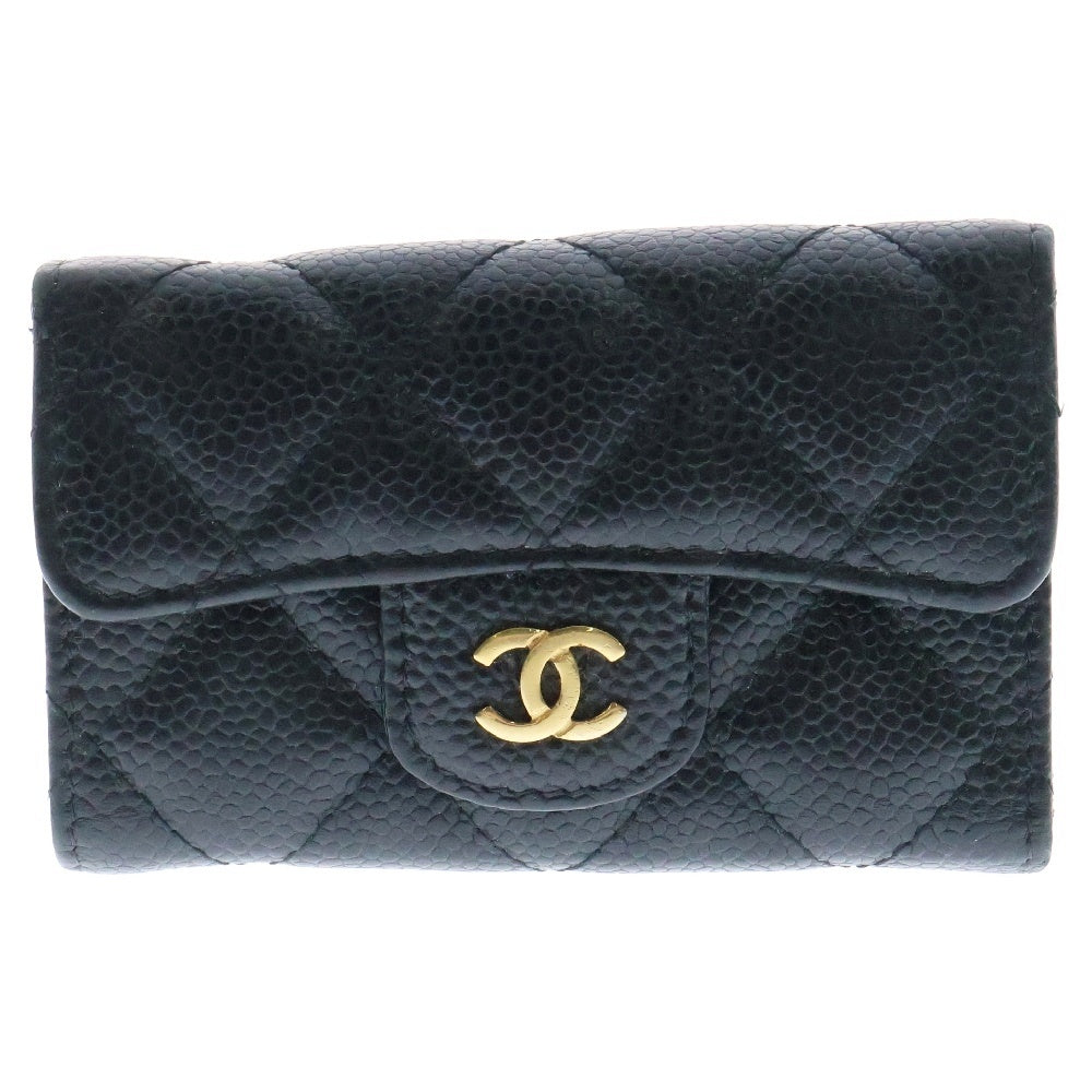 CHANEL(シャネル) マトラッセ キーケース 黒 キャビアスキン ゴールド金具 6連