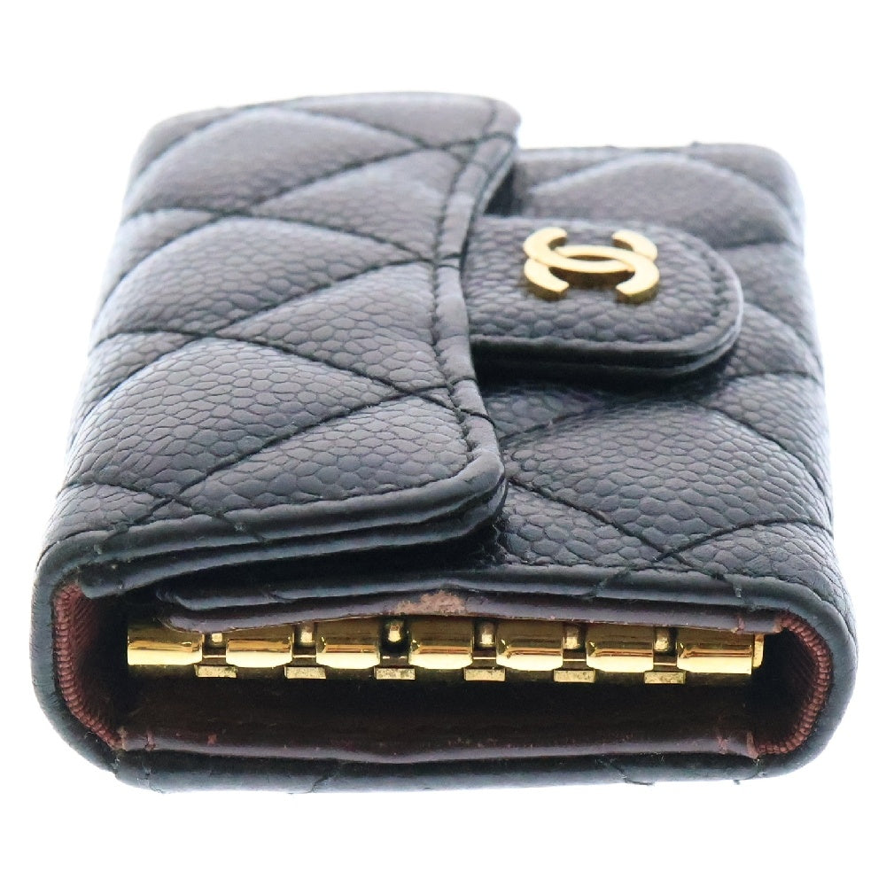 CHANEL(シャネル) マトラッセ キーケース 黒 キャビアスキン ゴールド金具 6連