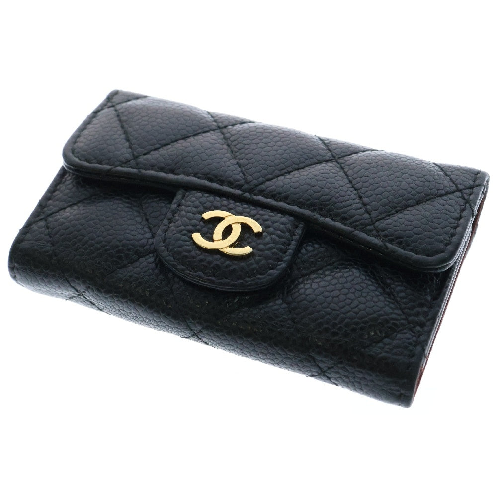CHANEL(シャネル) マトラッセ キーケース 黒 キャビアスキン ゴールド金具 6連