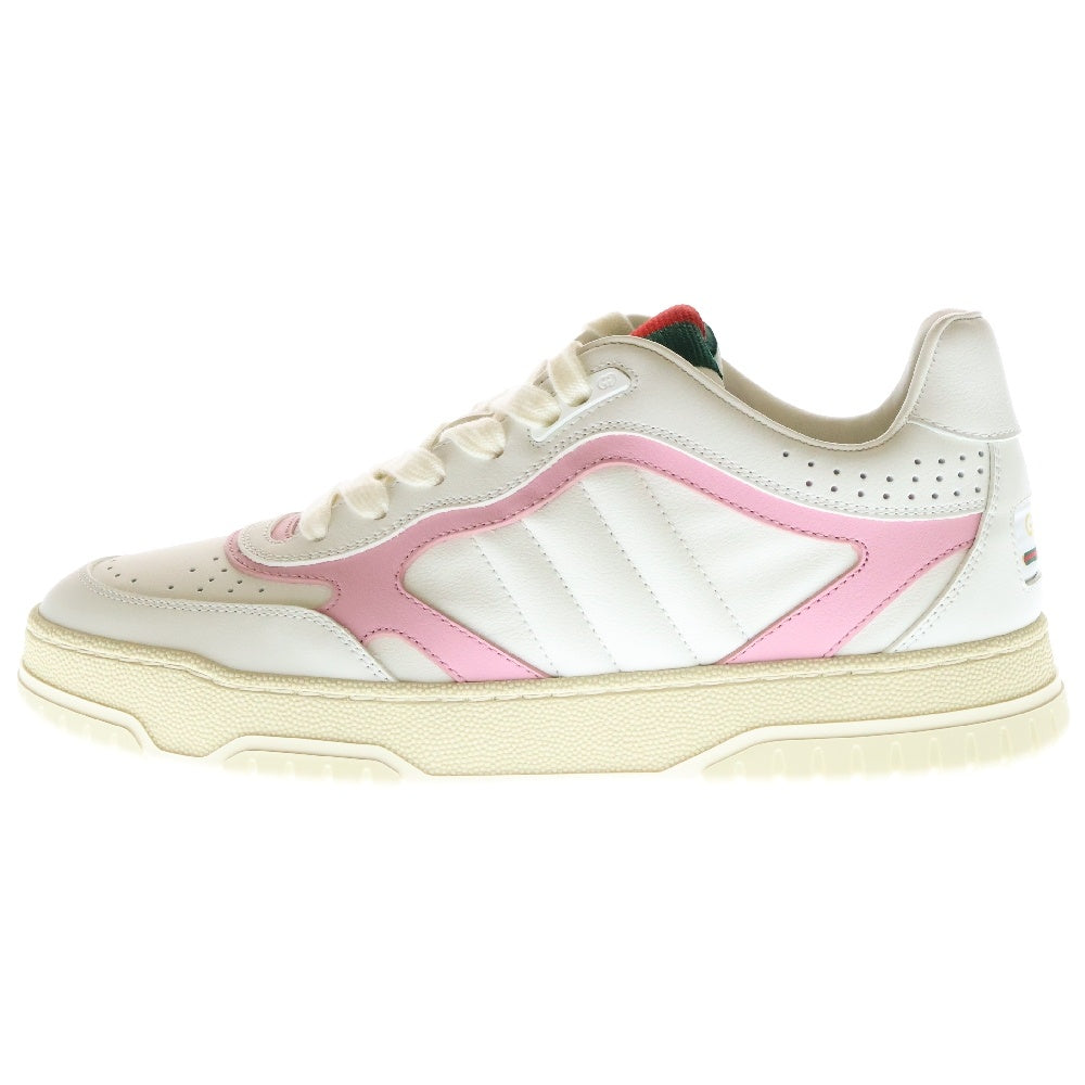 GUCCI(グッチ) Re-Web リウェブ レザースニーカー シューズ ホワイト×ピンク レディース 785728 AADRT 9078