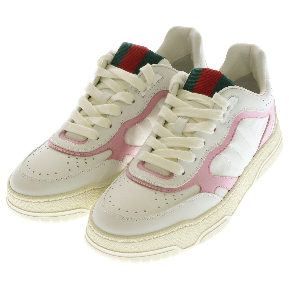 GUCCI(グッチ) Re-Web リウェブ レザースニーカー シューズ ホワイト×ピンク レディース 785728 AADRT 9078