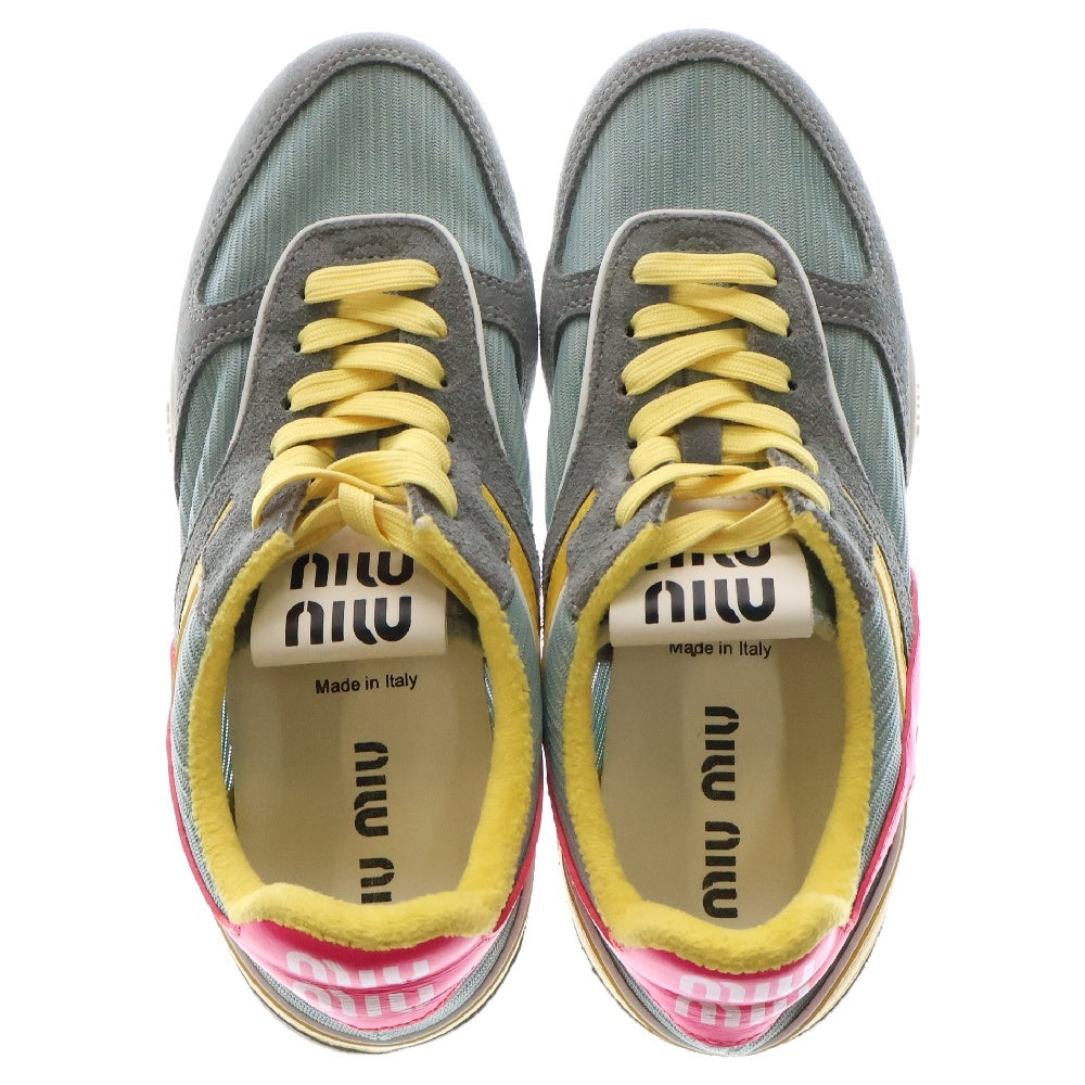 miumiu(ミュウミュウ) Gymnasium technical ジムナジウム テクニカルファブリック スエード レザー切替 ローカットスニーカー マルチ レディース 38/24cm 5E428E_71L_F03TC_F_A005