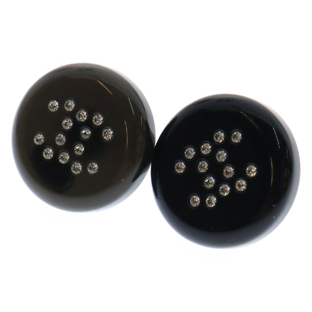 CHANEL(シャネル) ココマーク ラウンド ピアス 黒 ラインストーン 04V