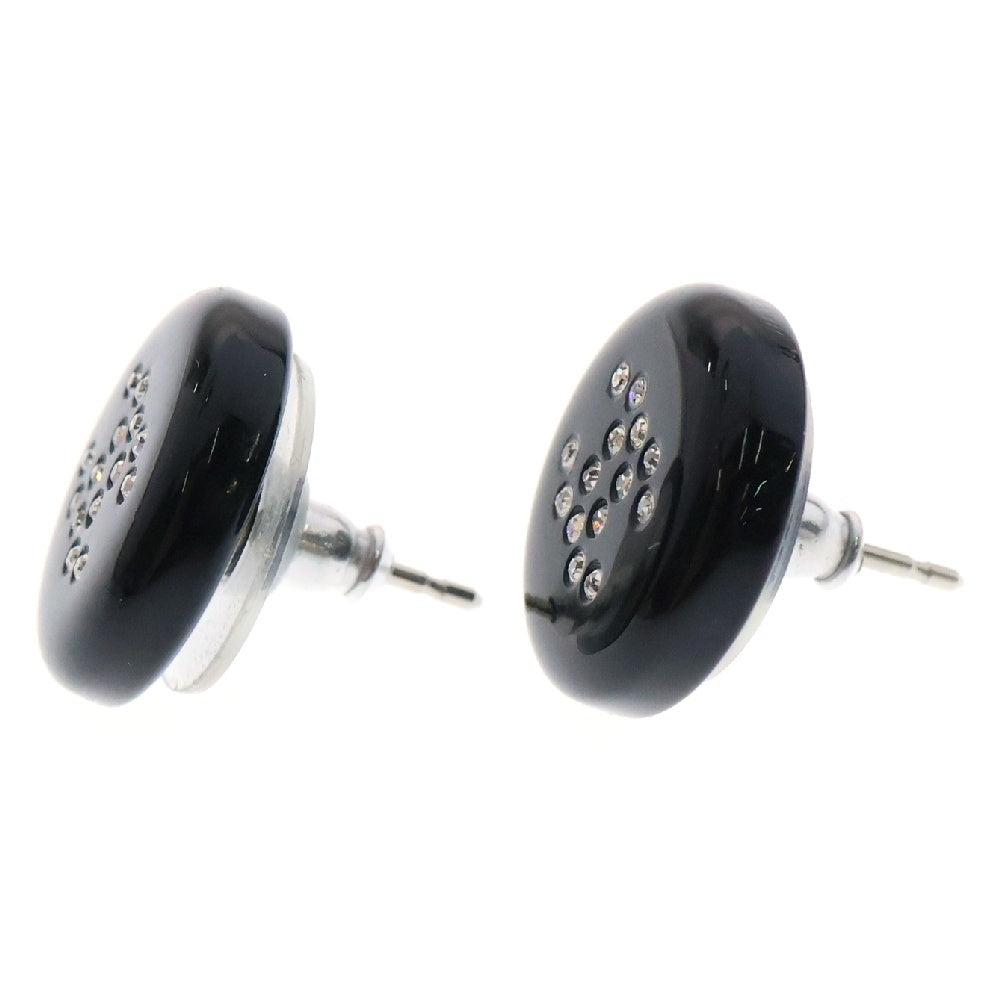 CHANEL(シャネル) ココマーク ラウンド ピアス 黒 ラインストーン 04V