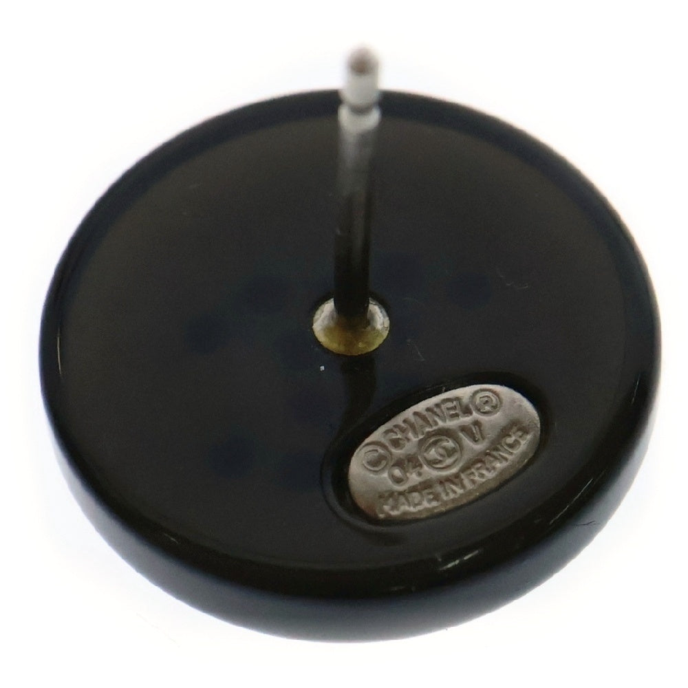 CHANEL(シャネル) ココマーク ラウンド ピアス 黒 ラインストーン 04V