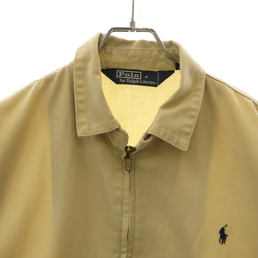 RALPH LAUREN(ラルフローレン) デニムジッパーブルゾンジャケット スウィングトップ ゴールド金具 コットン ベージュ