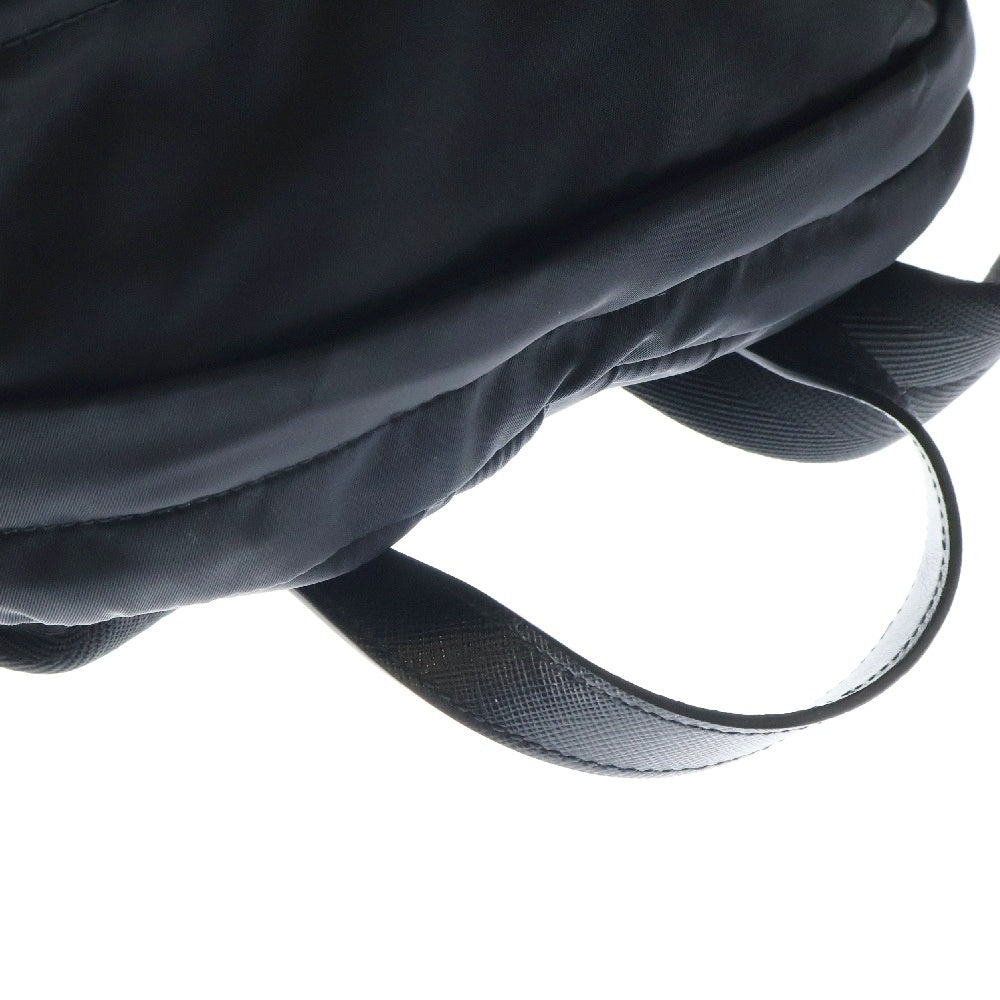 PRADA(プラダ) Re-Nylon xサフィアーノレザー バックパック リュックサック ブラック シルバー金具 トライアングルロゴプレート ナイロン×レザー 2VZ104