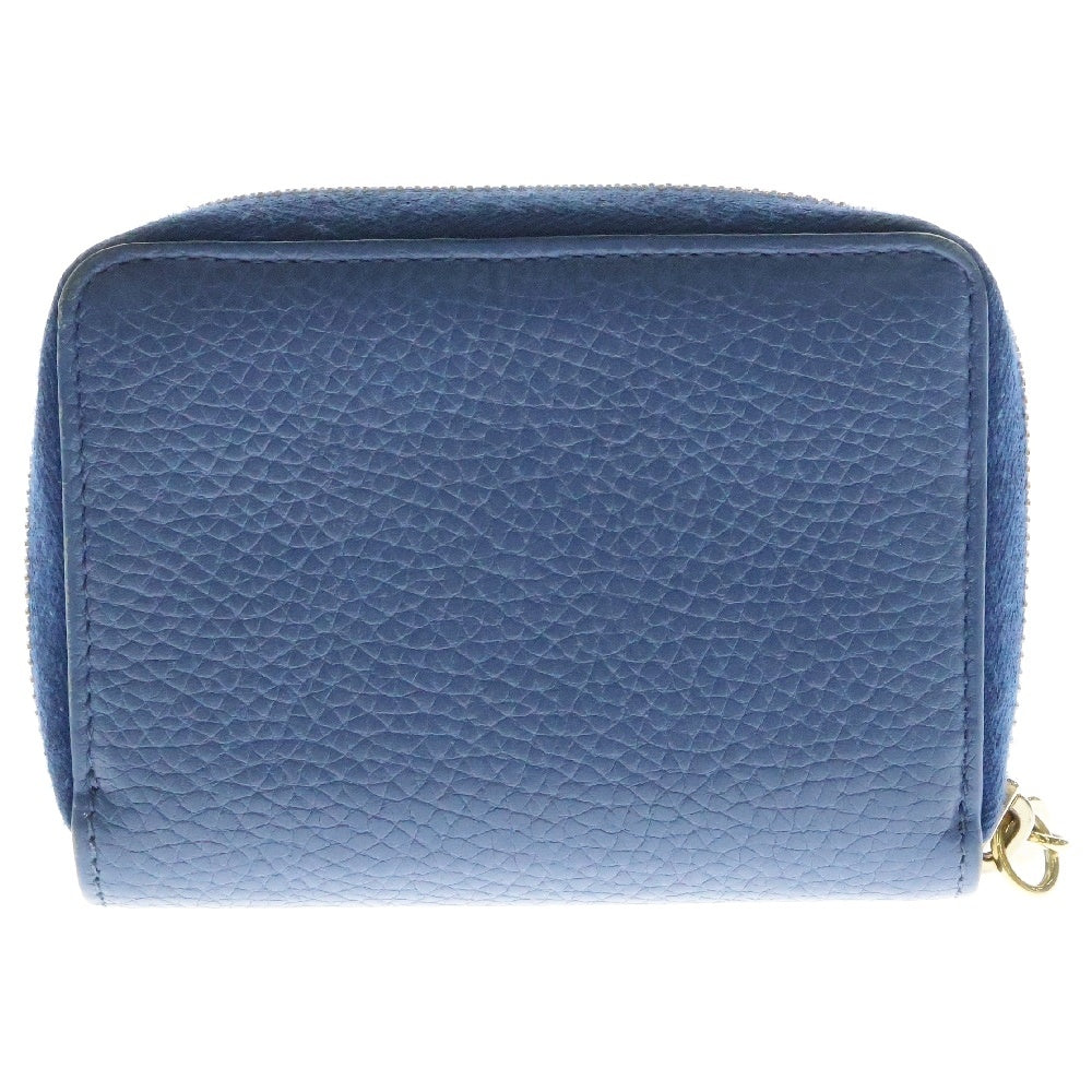 GUCCI(グッチ) ソーホー ラウンドファスナーコインケース コンパクトウォレット 財布 ブルー ゴールド金具 レザー 598209