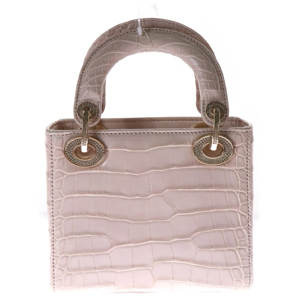 Christian Dior(クリスチャンディオール) レディディオール ミニ ピンク ストーン 2WAY ショルダーバッグ ハンドバッグ ゴールド金具