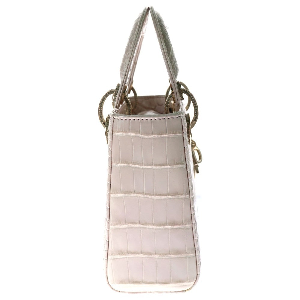 Christian Dior(クリスチャンディオール) レディディオール ミニ ピンク ストーン 2WAY ショルダーバッグ ハンドバッグ ゴールド金具