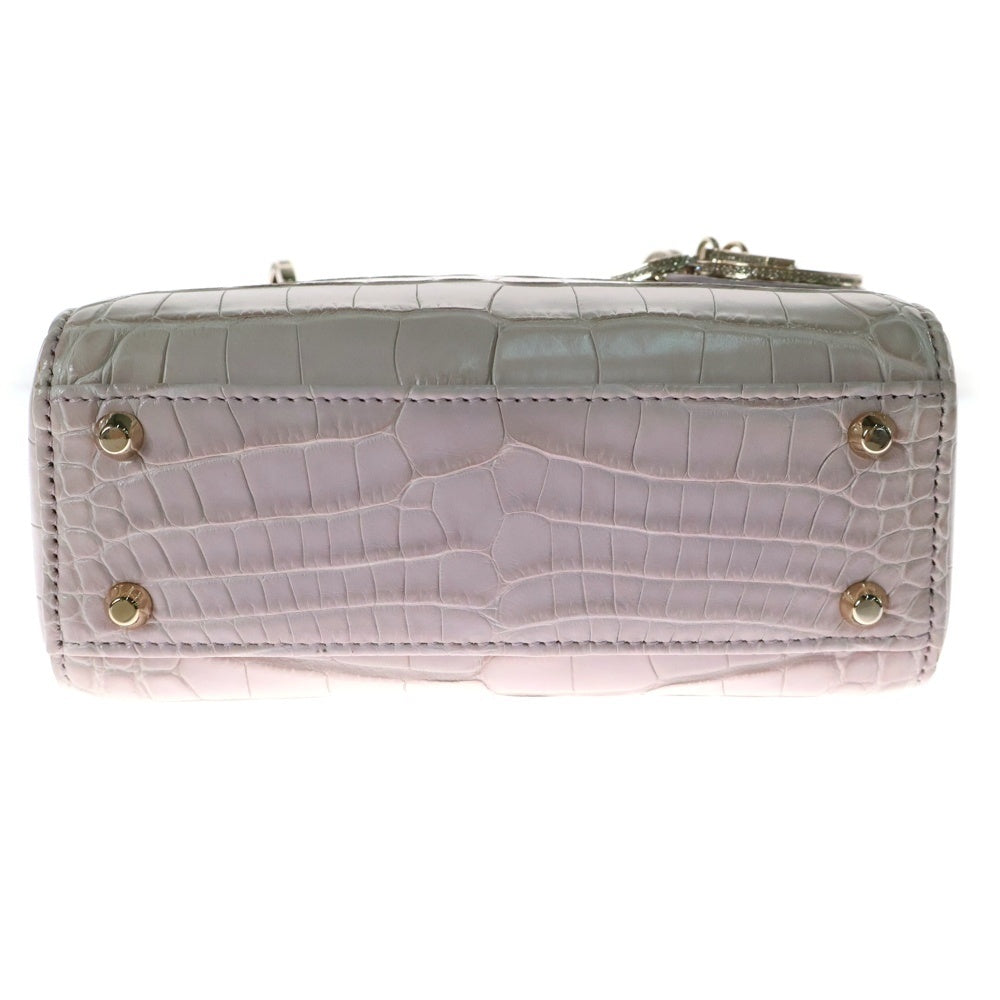 Christian Dior(クリスチャンディオール) レディディオール ミニ ピンク ストーン 2WAY ショルダーバッグ ハンドバッグ ゴールド金具